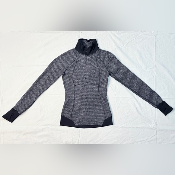 Vintage Lululemon Runderful 1/2 Zip - Mini Check Pique Heathered Black/Black - 2 - Picture 11 of 16